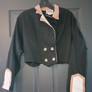 Western Horsemanship Shirt VTG Banjo Cowgirl Contrast Monochrome Equestrian Top